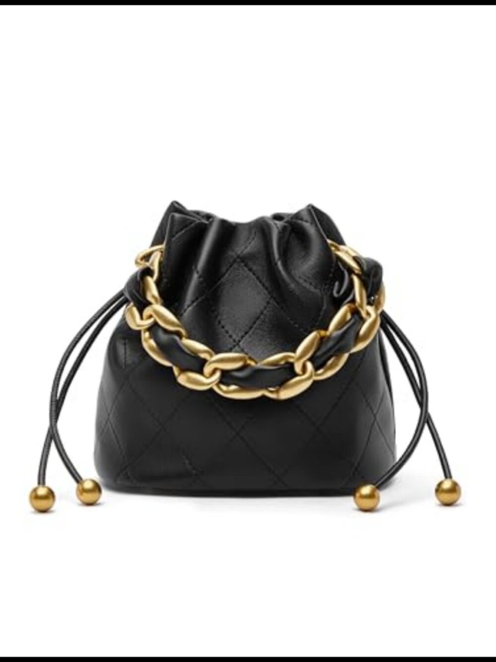 Leather Top Handle Bucket Crossbody Bag